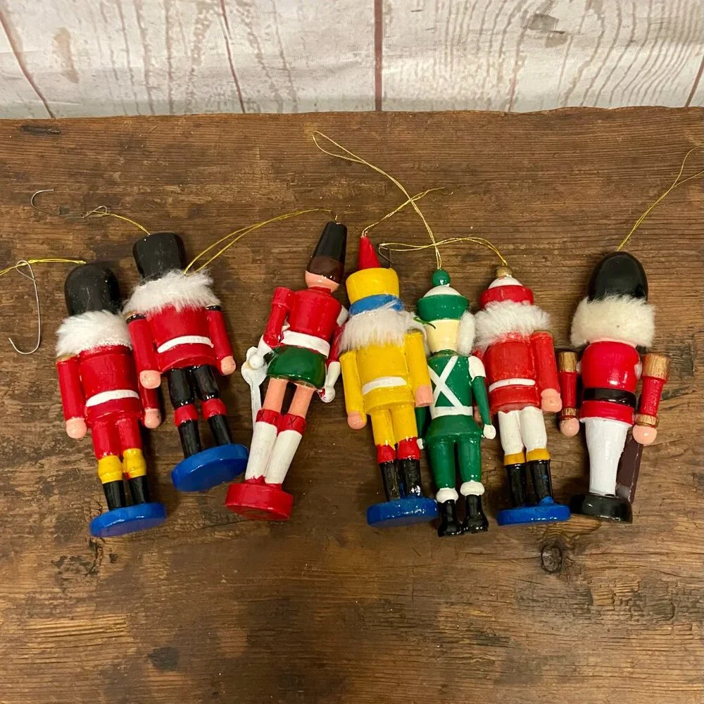 Vintage Nutcracker wood ornaments set of 7